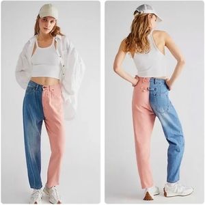 NWT Free people x Sandrine Rose colorblock retro inspired jeans size 26